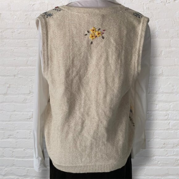 Vintage Northern Reflections Boho Cottagecore Embroidered Knit Vest - Women's M - Picture 4 of 5
